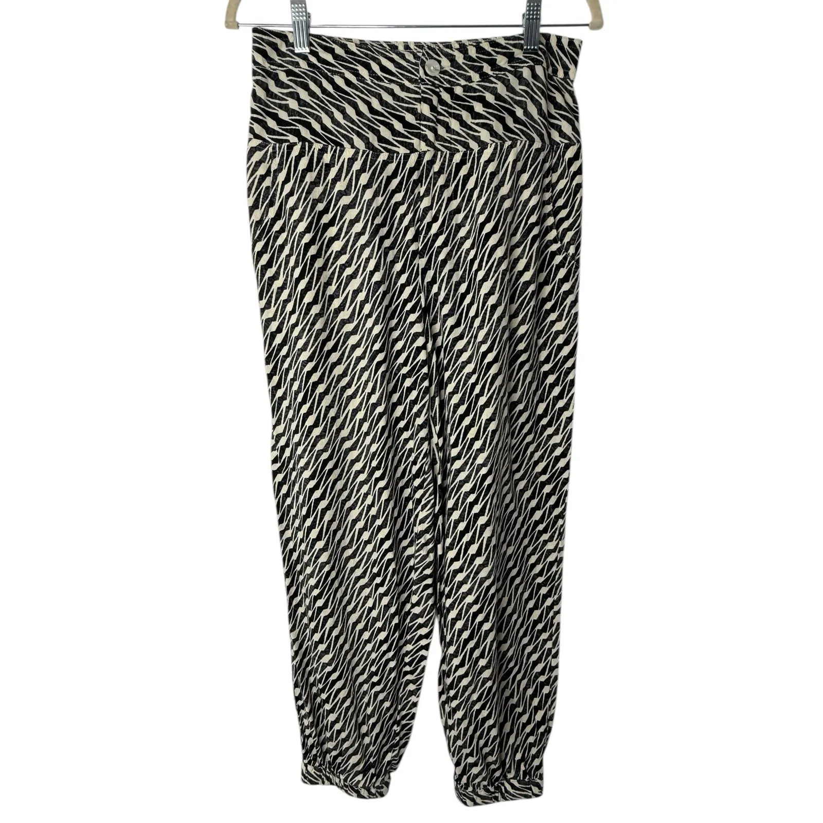 By Anthropologie Linen Blend Printed Joggers S/4 | Boho Easy Pull-On Pants - Image 2