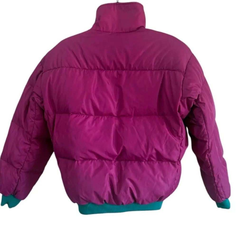 Vintage Columbia Women’s Reversible Puffer Jacket Teal & Pink Down Size M - Image 10