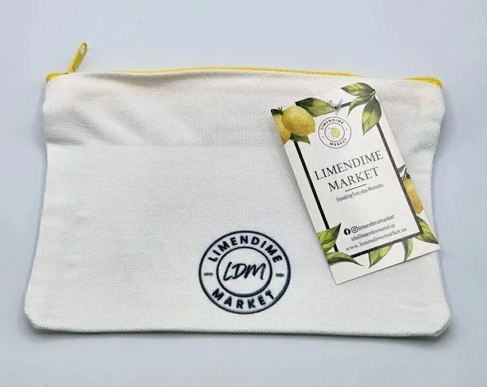 Inshallah Canvas Zipper Pencil Bag Makeup Bag Pouch Bag Handmade NWT White - Image 2