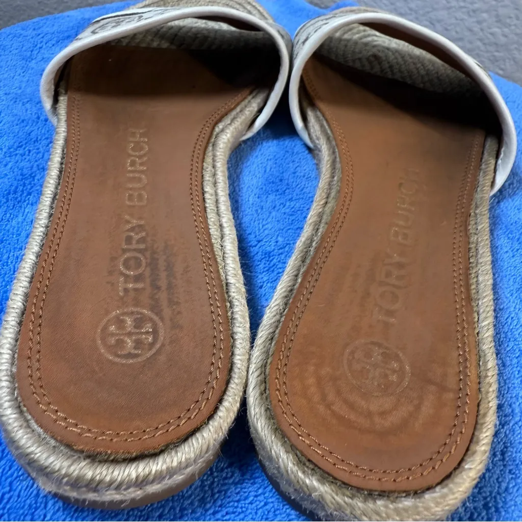 Tory Burch T Monogram Espadrille Slide Sandals SZ:6M - Image 4