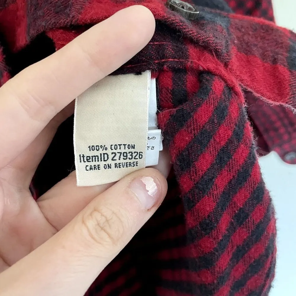 L.L.Bean relaxed fit cotton black and red checkered button down flannel top - Image 5