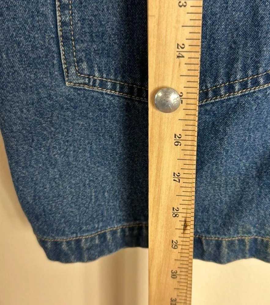 Vtg haiks embroidered floral butterflies button up denim vest long size small Blue - Image 8