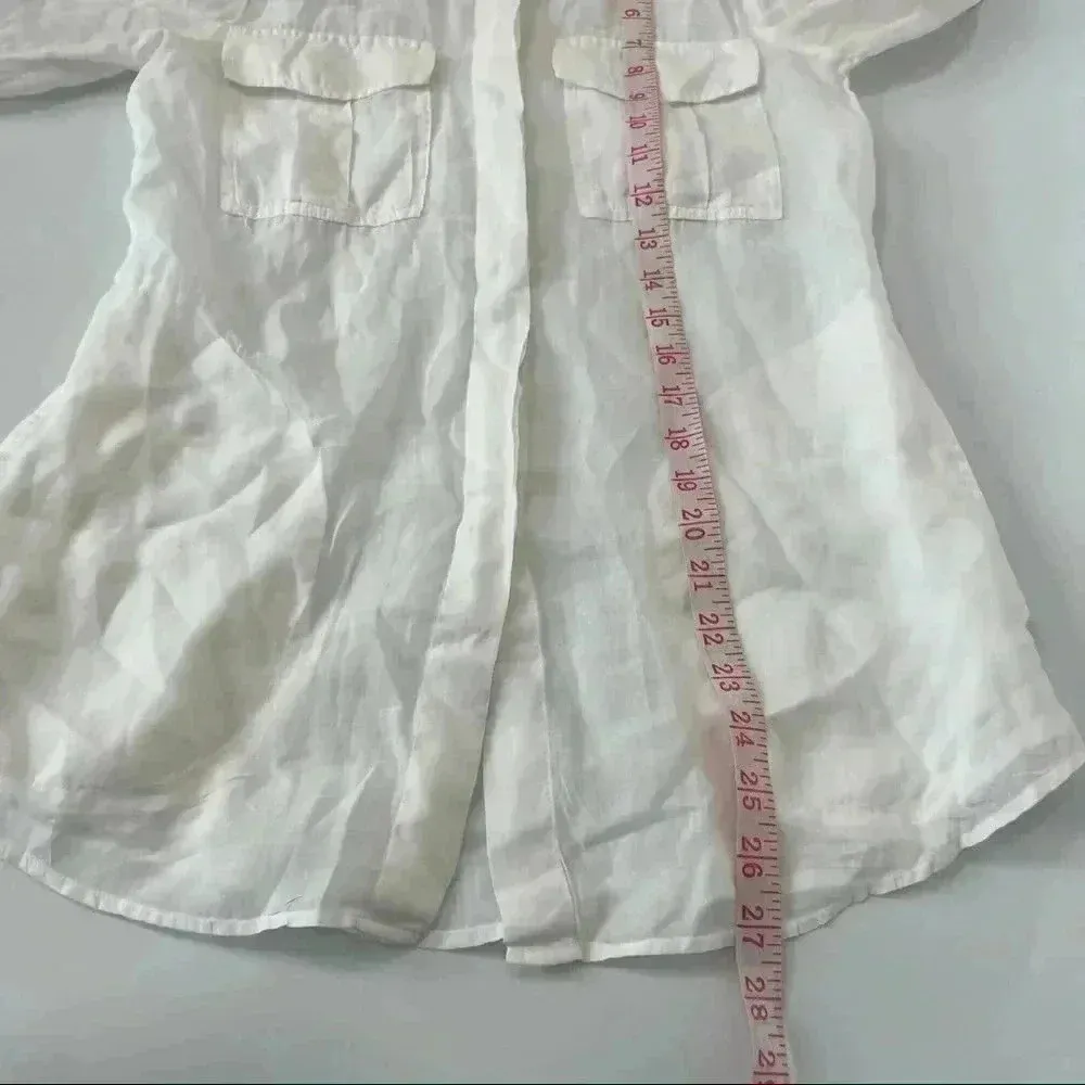 Theory Marandel White Lawn Shirt Long Button Down size p - Image 13