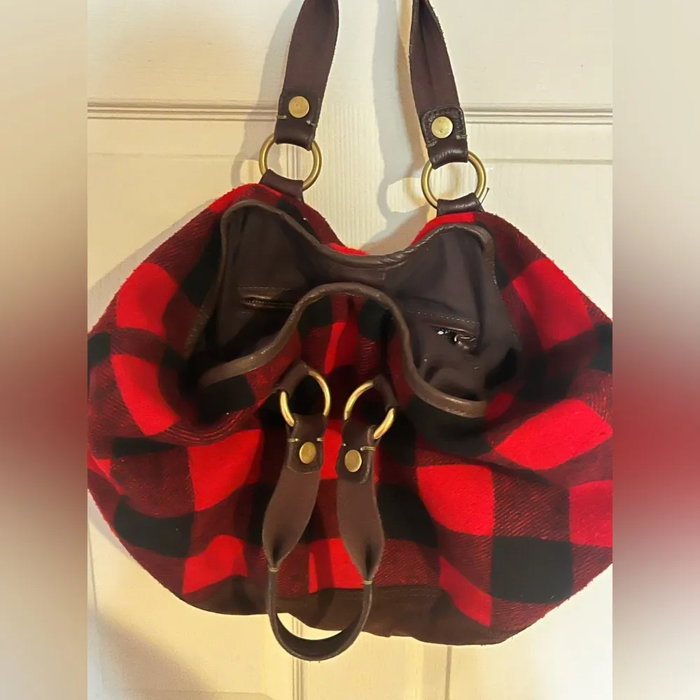 100% Wool Red Buffalo Check Purse, Magnetic Closure, EUC - Image 4