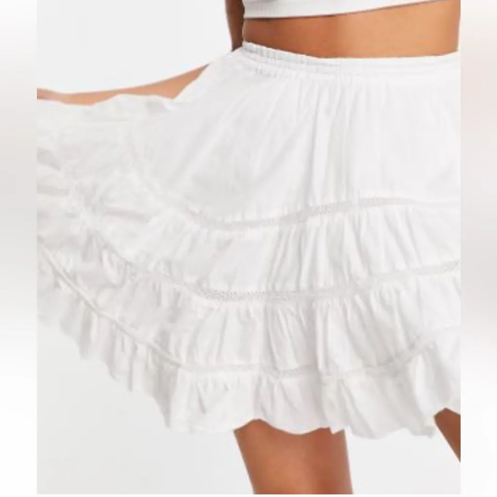 ASOS White Ruffled Skater Skirt - Image 2