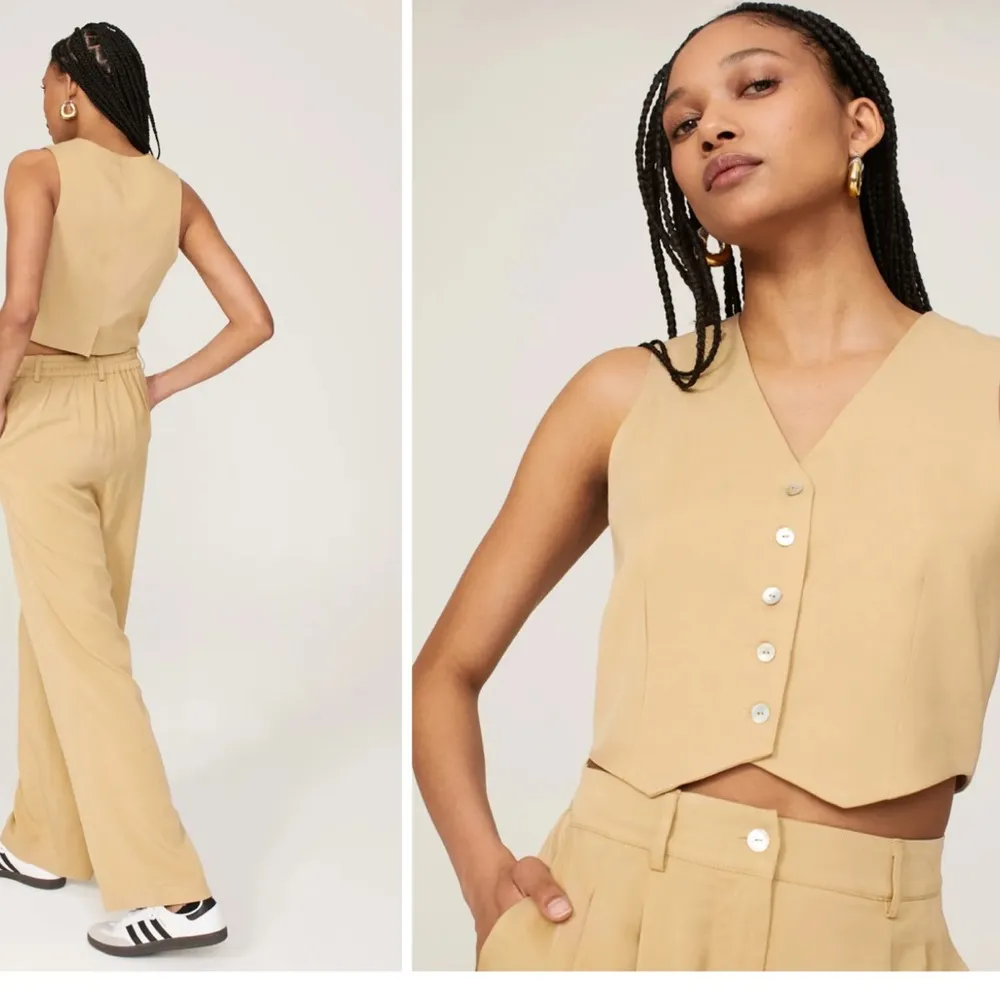 DONNI.
Sand Twill Crop Vest Tan Size L - Image 3