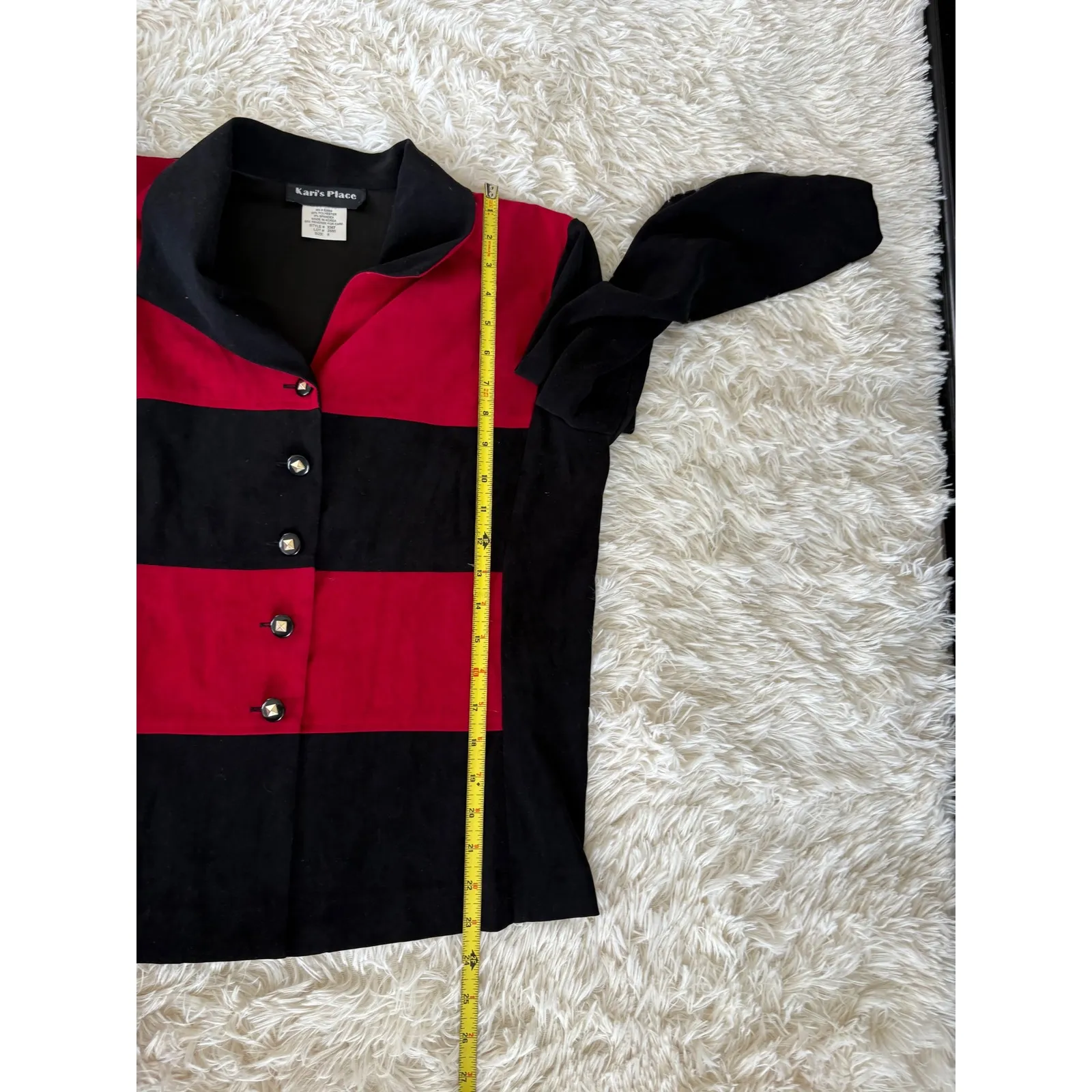 Kari's Place Vintage Blazer Red Black Color Block‎ 90s Retro Button Up Jacket 8 - Image 7