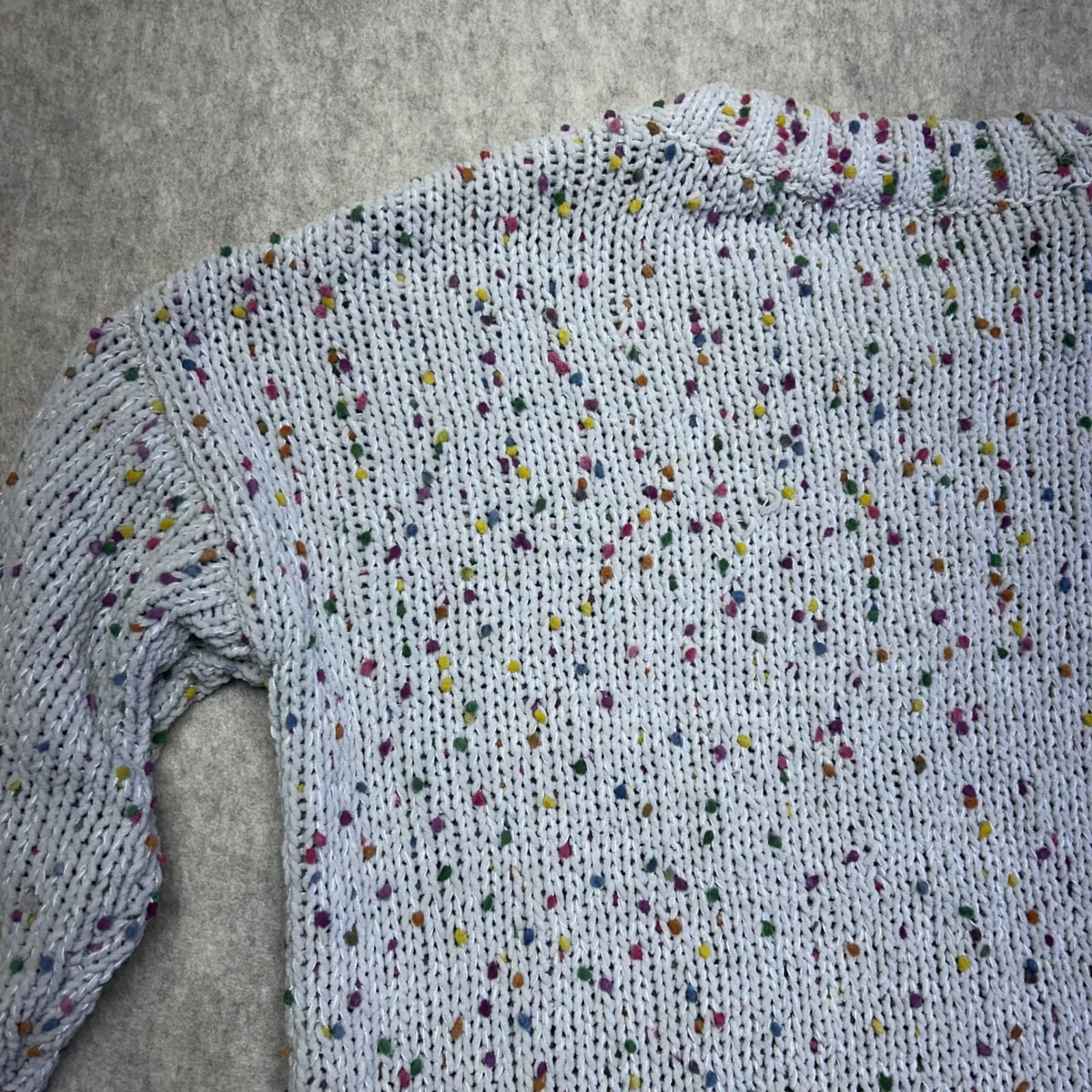 Seven 7 Confetti Pom Pom Knit Sweater Women's Small Crew Neck Multicolored Gray Size undefined - Image 7