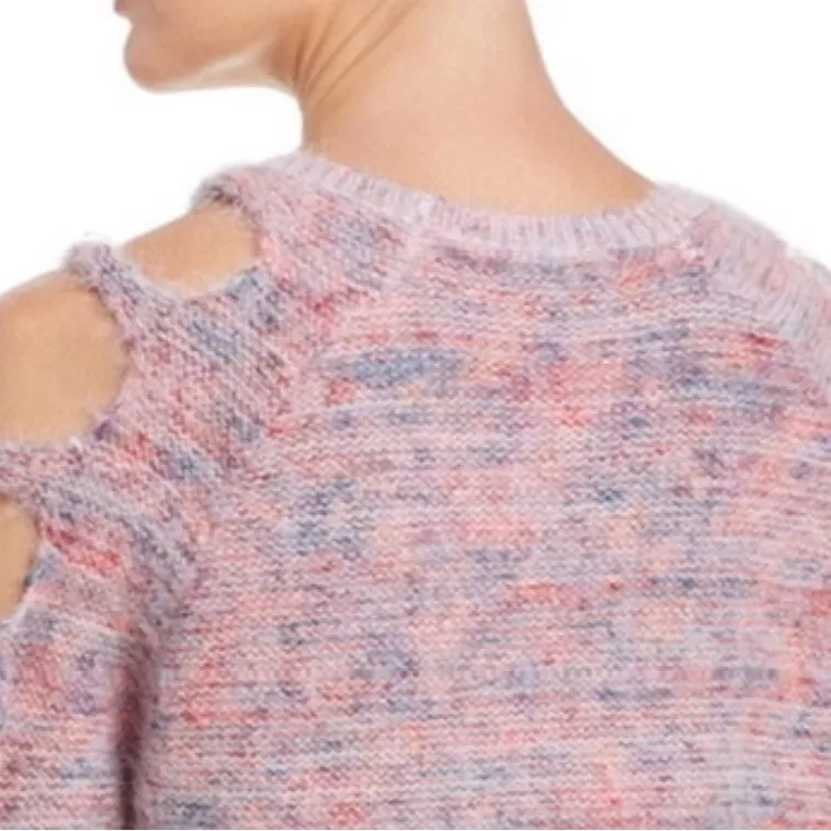 Bam Jara Women’s Lipstick Pink Cold Shoulder Sweater Pullover Small New with Tag - Image 5