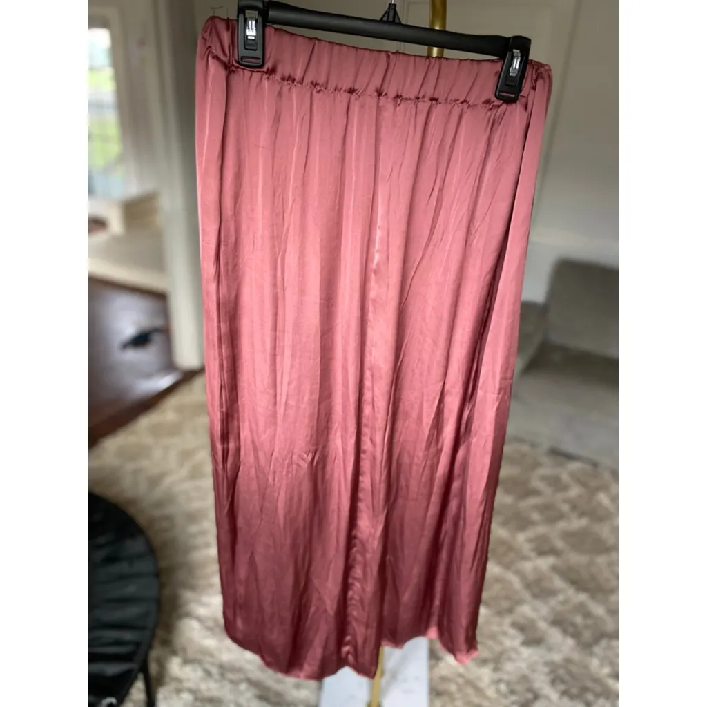 Zara Mauve Satin Midi Skirt Romantic Luxe Elegant Summer Brunch Luxe Parisian L - Image 3