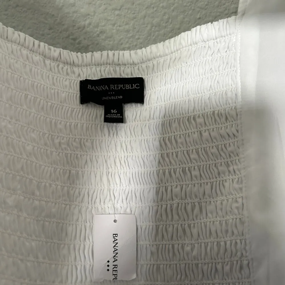 NEW Banana Republic Linen-Blend Cropped Bustier White Size 16 Minimalist Staple - Image 6