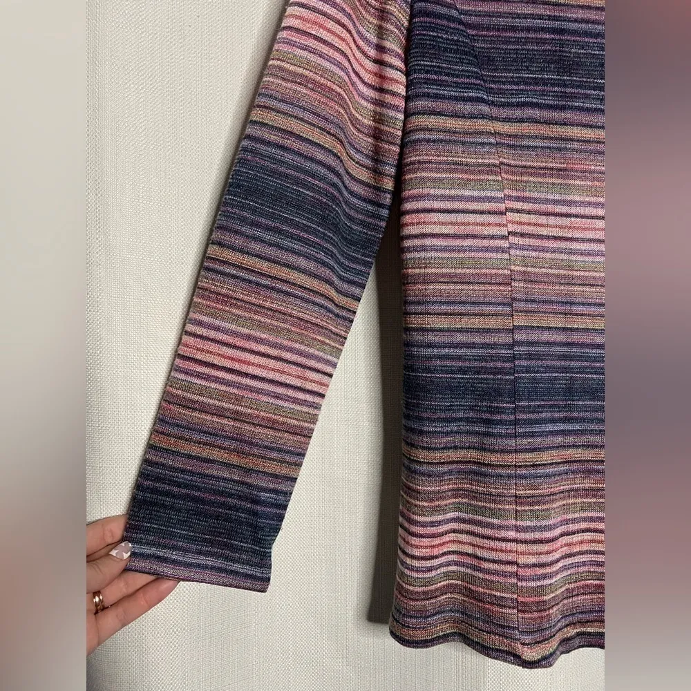 Vintage Finale Multi Color Striped Button Up Jacket Large Pink - Image 4