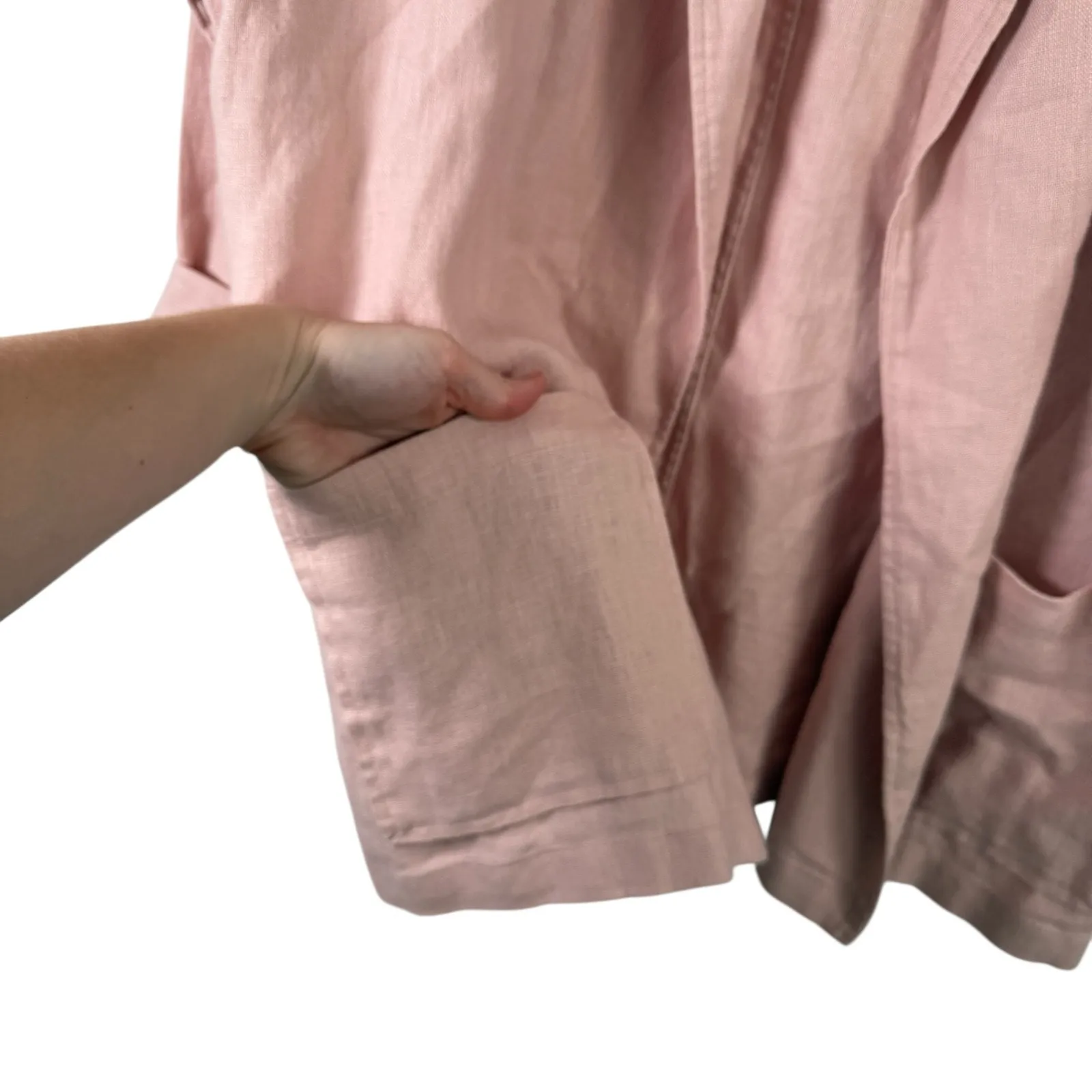 Eileen Fisher 100% Organic Linen Pink Blazer Oversized Lagenlook Womens Small - Image 2