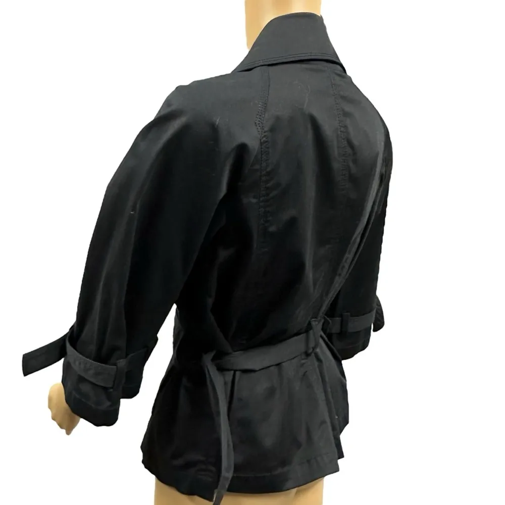 Robin Howe Black Buckle Belted 3 Quarter Sleeve Double Breasted Jacket Womens S - Image 2