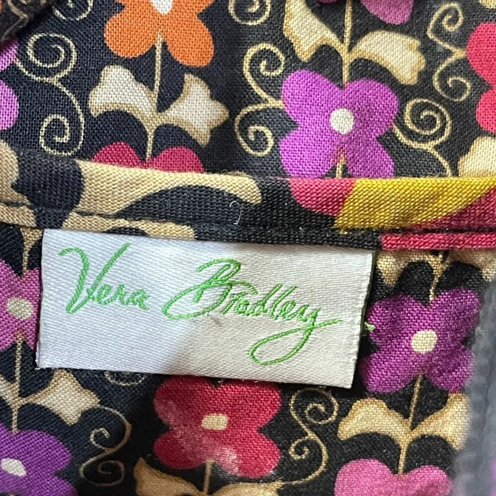 Vera Bradley Medium Suzani Hipster Crossbody Purse Floral Black Pink - Image 5