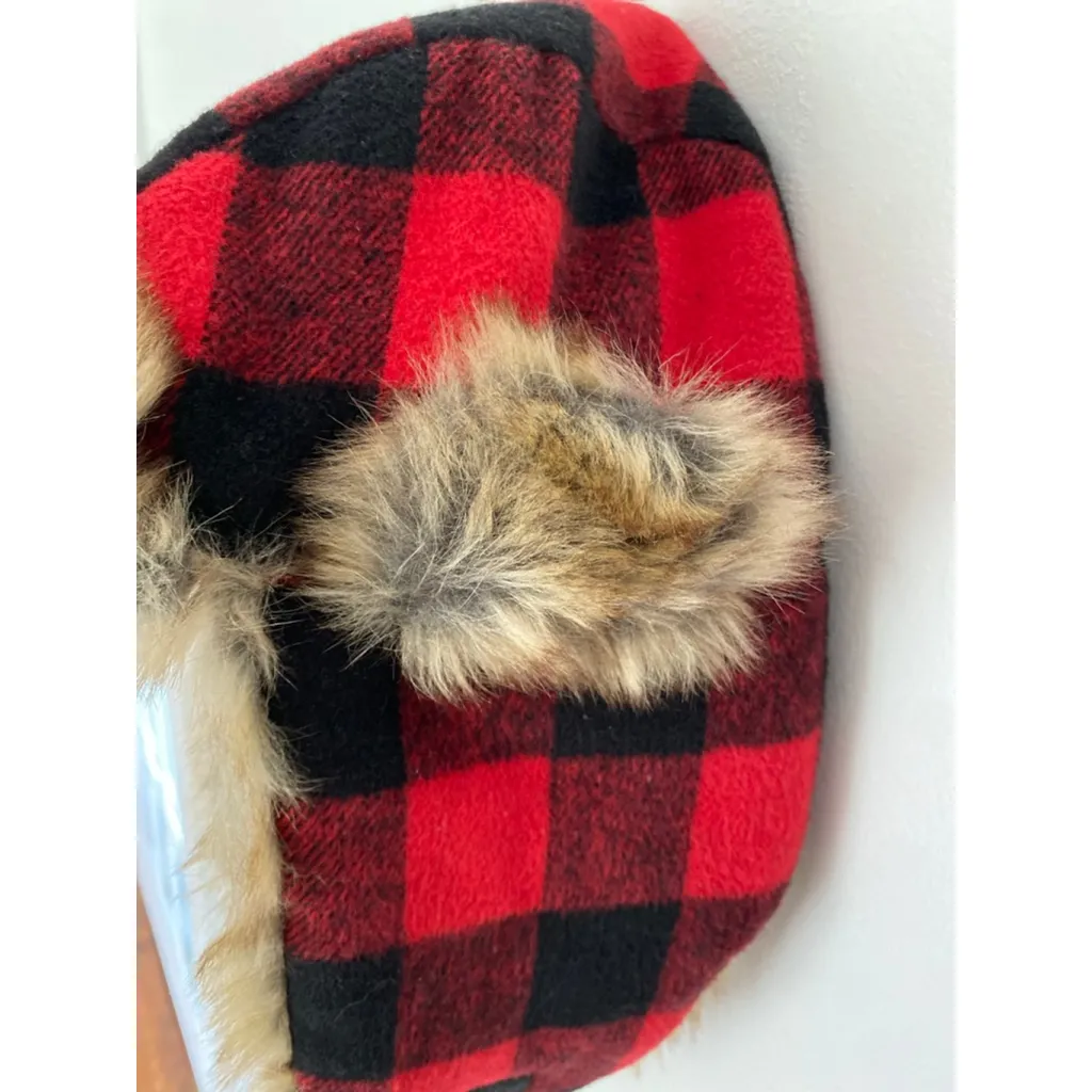 Old Navy Buffalo Plaid Faux-Fur Trapper Hat L-XL Cozy Wintercore Ski Lodge - Image 6