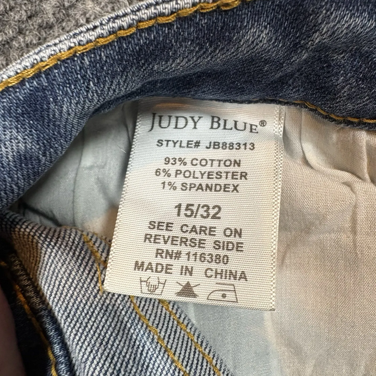 Judy Blue Jeans Womens 15/32 Blue Slim Fit Shark Bite Raw Hem Distressed JB88313 - Image 11