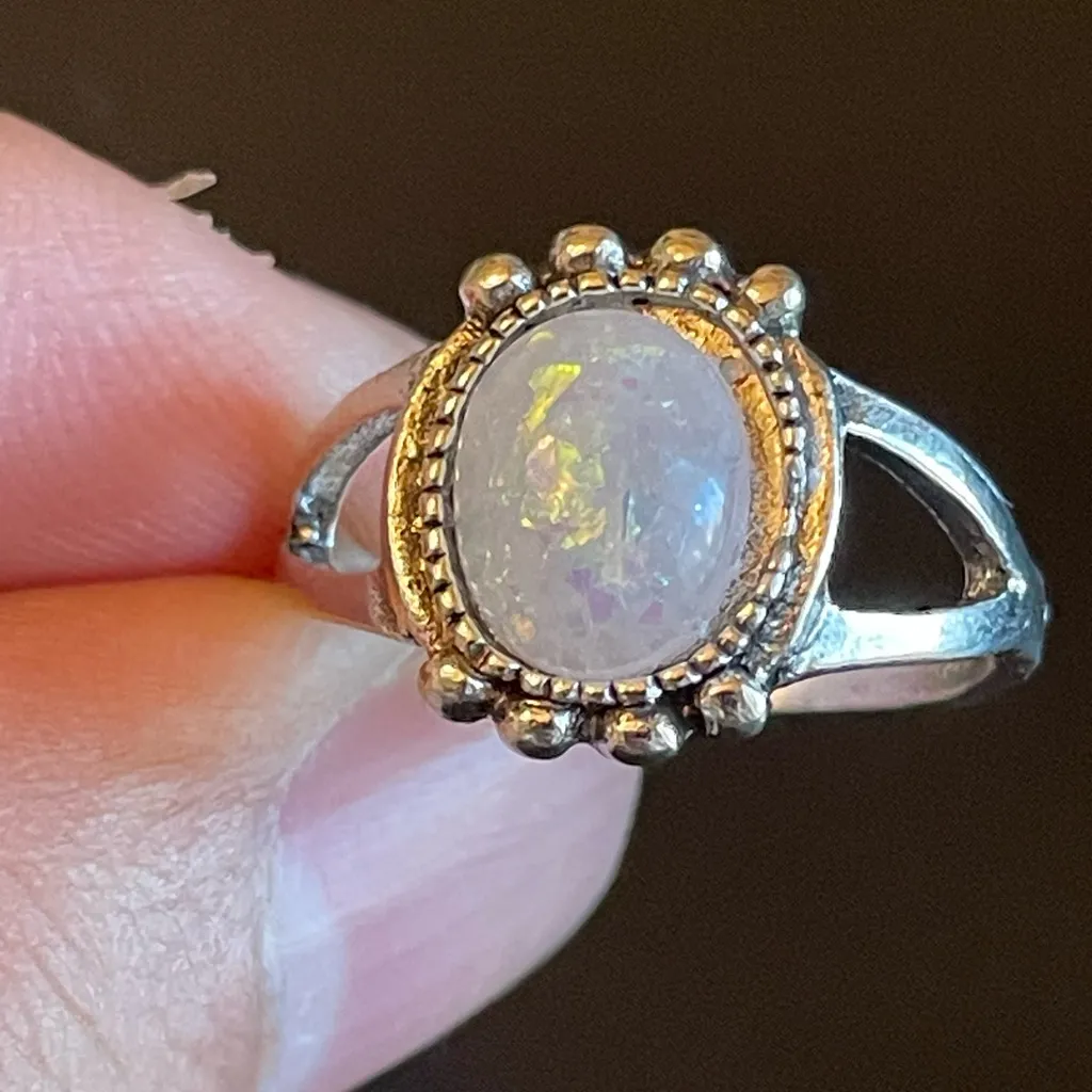 Simulated opal S925 silver ring size 8.75 - Image 5