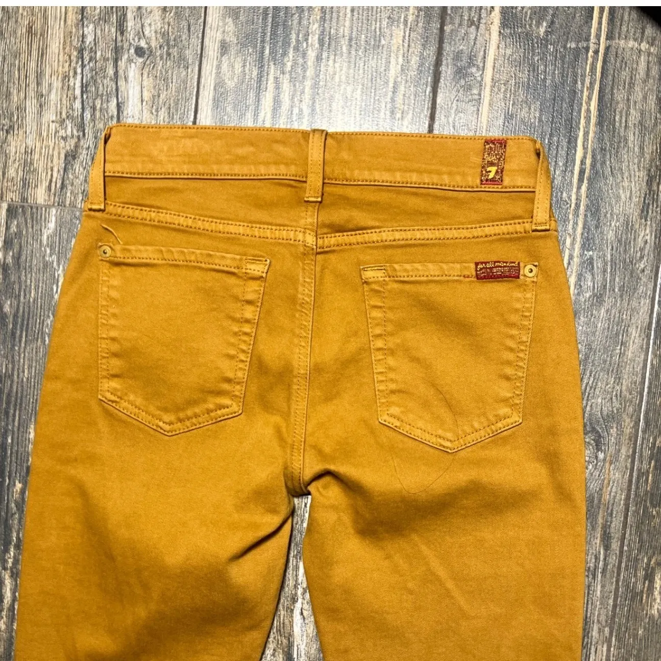 7 For All Mankind 7FAMK The Skinny Mustard Yellow Jeans Womens Size 25 Funky Fun - Image 10