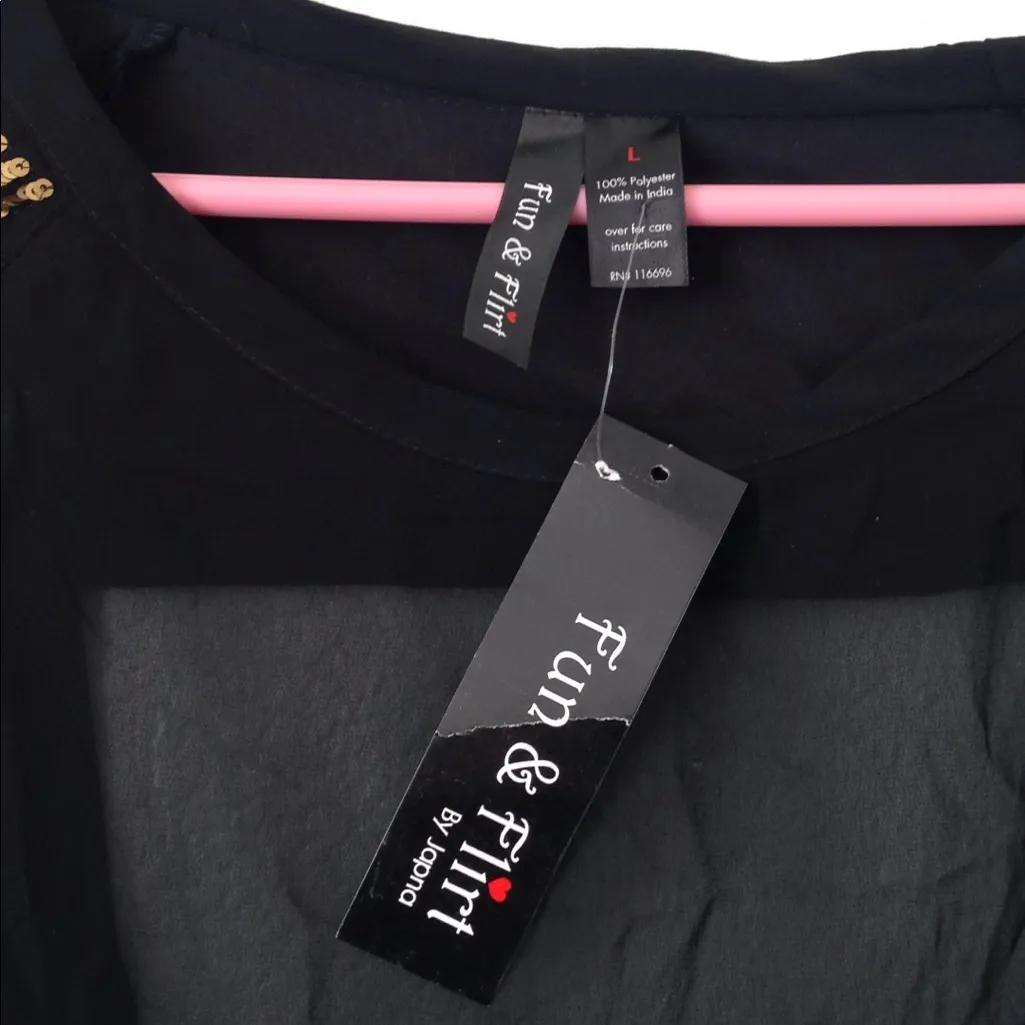 FINAL MARKDOWN Ladies' NWT Fun & Flirt Sheer Sequined Top (L) - Image 2