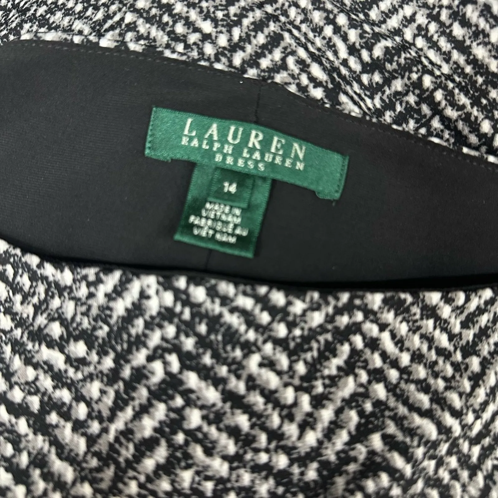 LAUREN Ralph Lauren 3/4 sleeve Dress Black White Gray Size 14 - Image 4