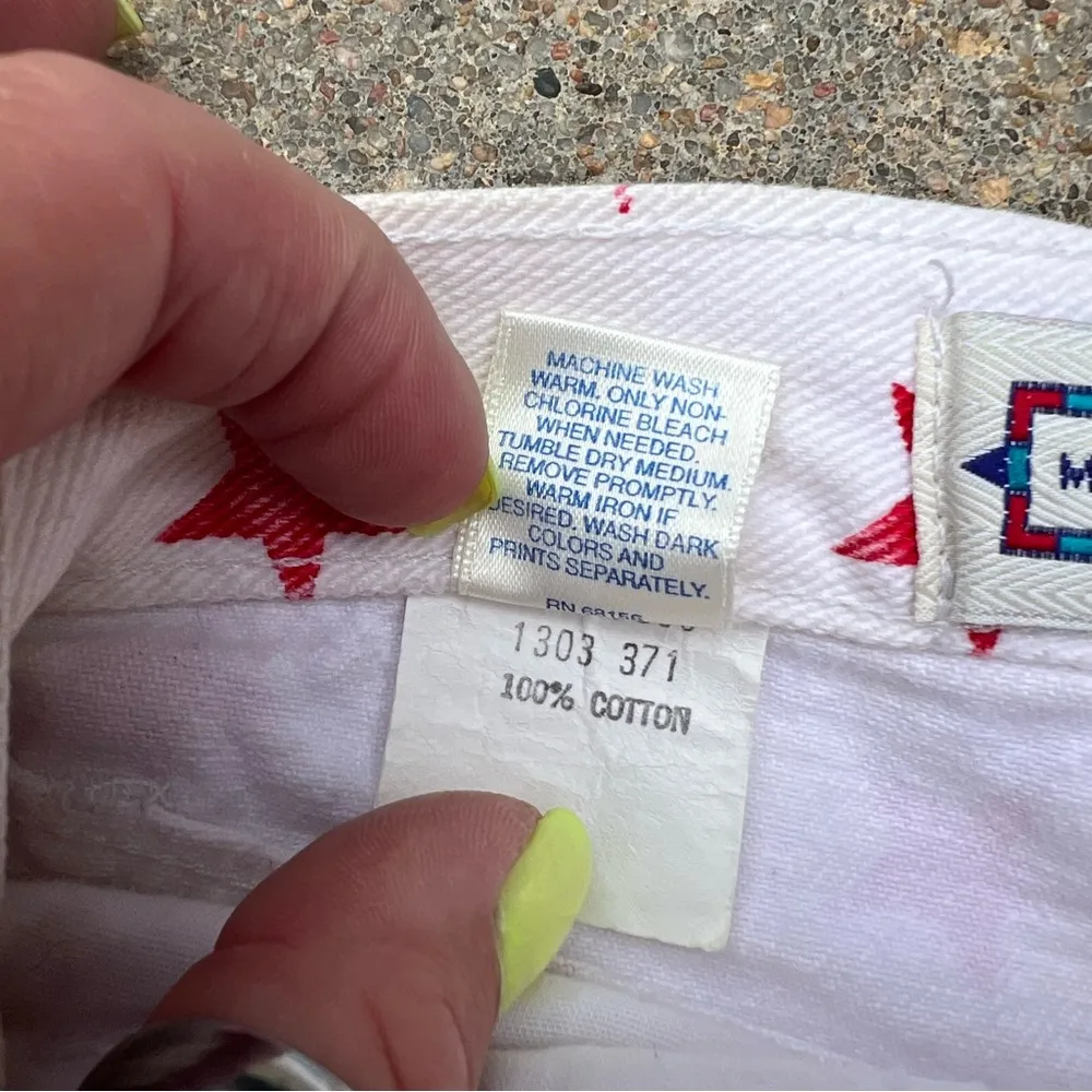 Vintage 90s Mixed Blues America Fourth of July Star Spangled Jean Shorts Size 23 - Image 7