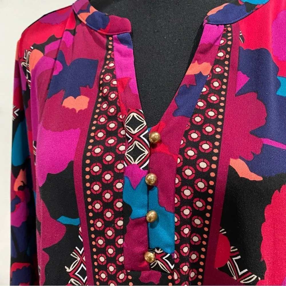 Dana Buchman Pink Floral and Geometrical Print Top Size L - Image 3