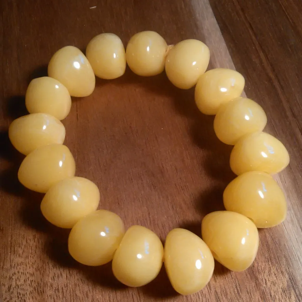 Lab Created Light Amber Nuggets Stretch Bracelet - Image 2