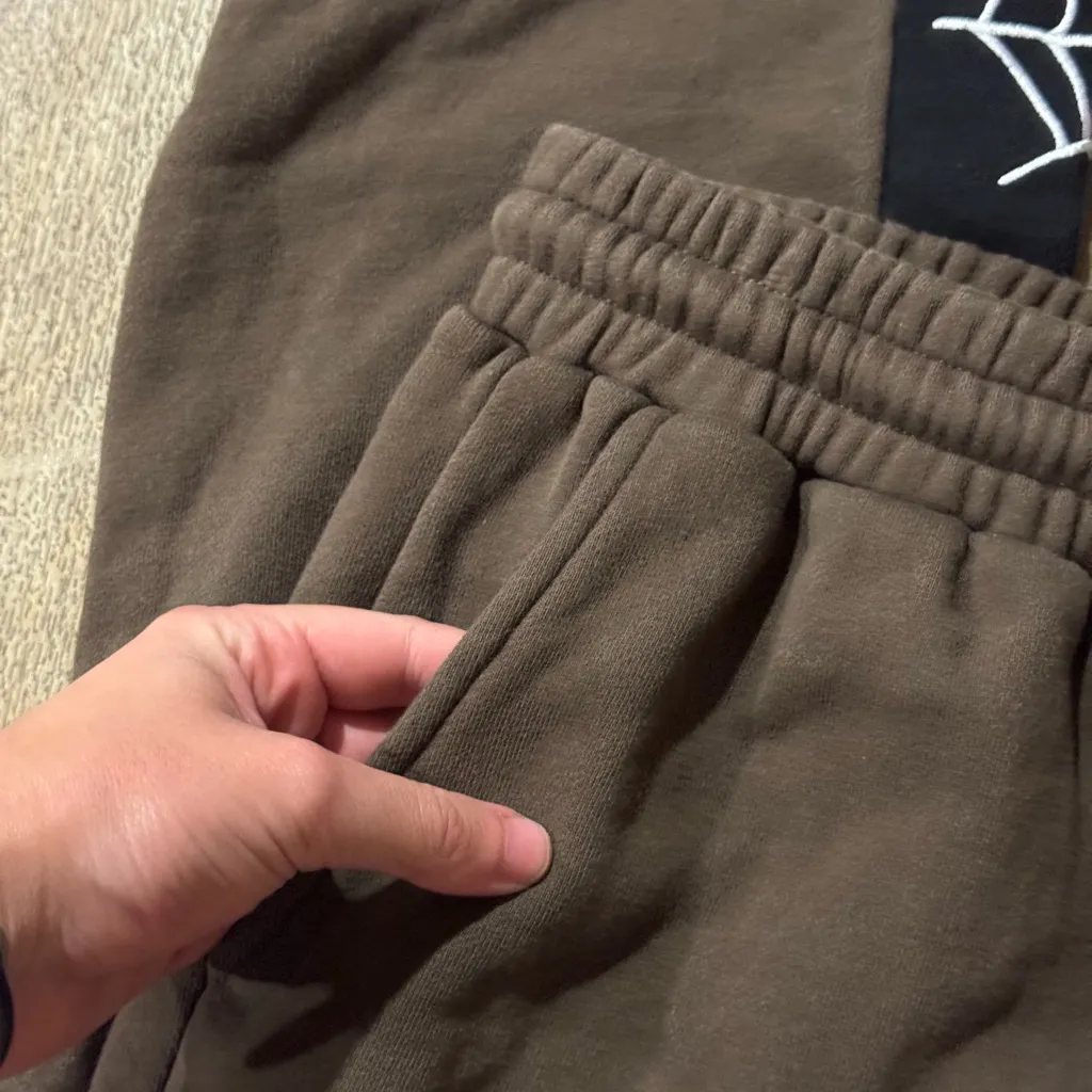Majorwavez Lab Flare Brown Spider Web Embroidered Sweatpants Size Small - Image 3