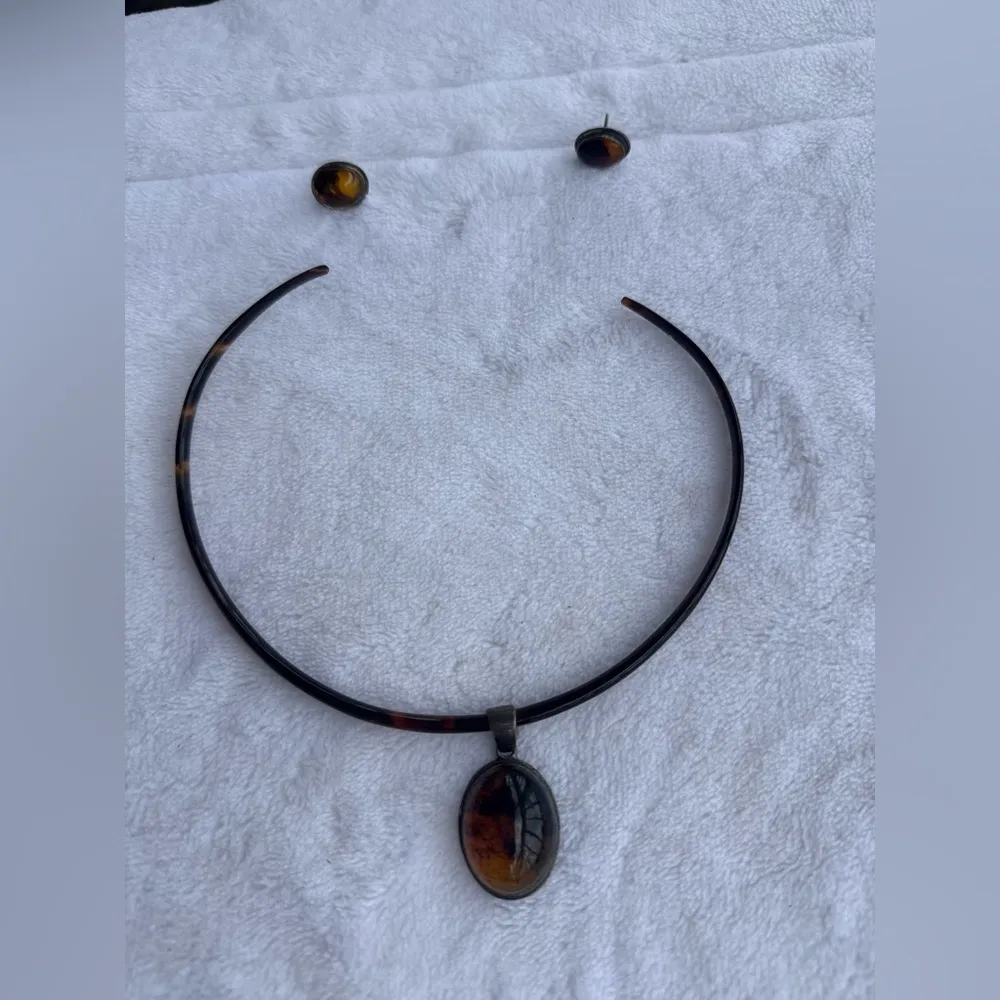 Necklace Kit Earrings Amber Pendant Necklace  Leather Cord  Boho Jewelry Yellow - Image 7