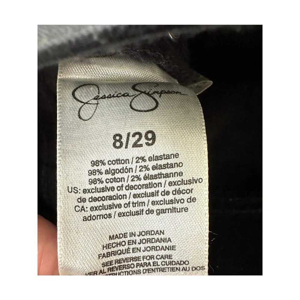 Jessica Simpson Mid Rise Skinny Jeans Shiny Black 8 (29) - Image 14