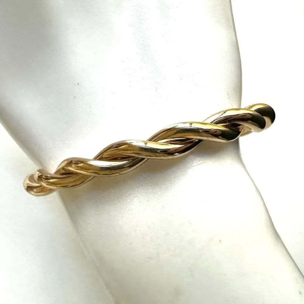 Gold tone twisted open cuff bracelet - Image 3