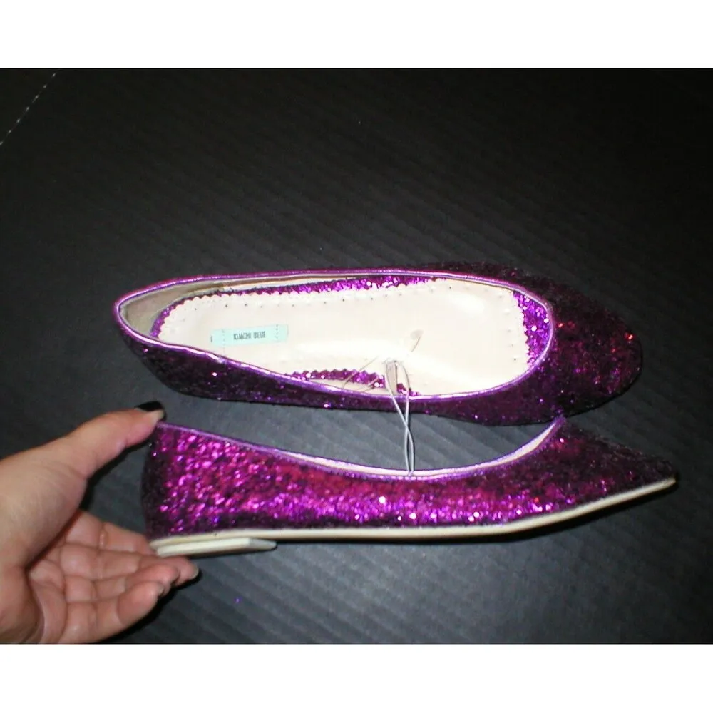 New $270 Womens Theory Flats Shoes 7.5 Shiny Pink Lot Kimchi Blue Sequin… - Image 2