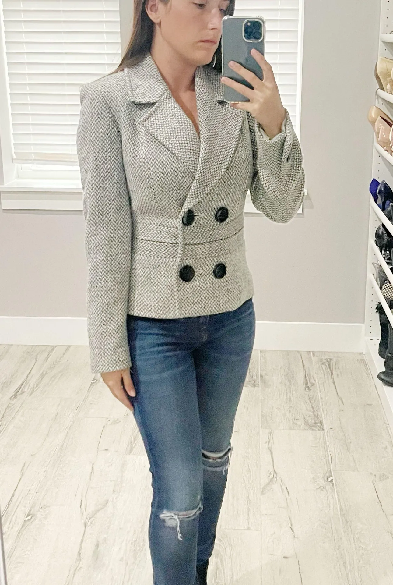 Neutral Double Breasted Jacket  - Image 9