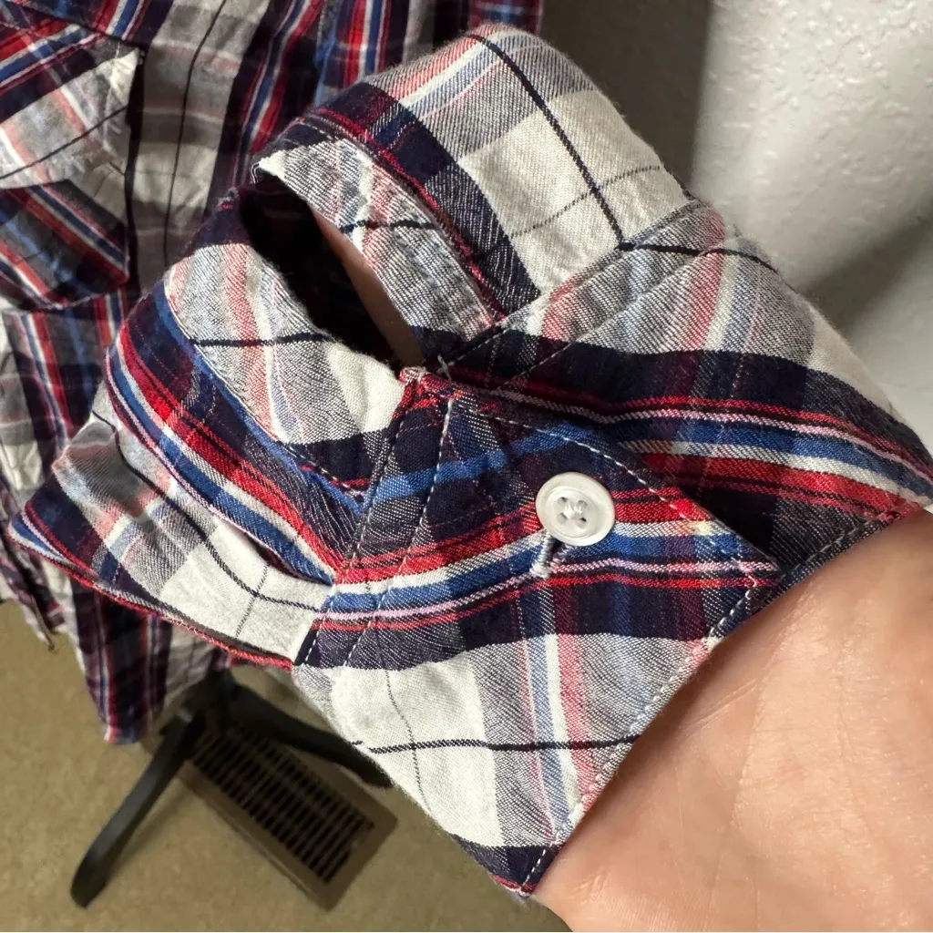 Rails Red Blue Plaid Button Down Shirt Size M Casual Boyfriend Fall Outdoor Boho - Image 3