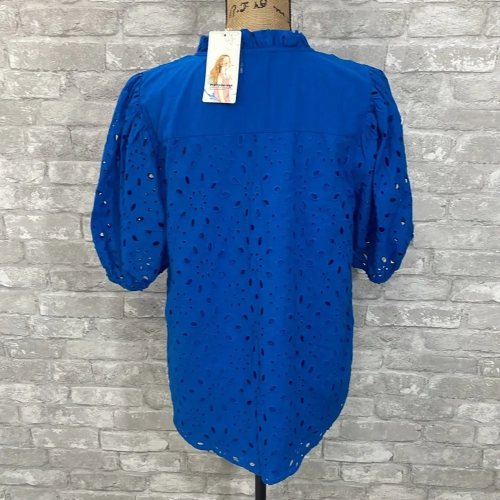 PrettyGarden Blue Eyelet Top - Image 5