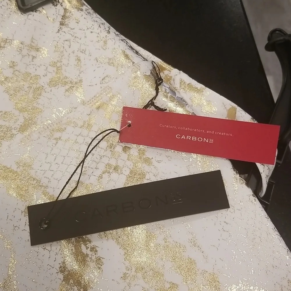 💕CARBON38💕 Metallic Snake Set Bra + High Rise Leggings ~ Cream/Gold Large NWT - Image 12