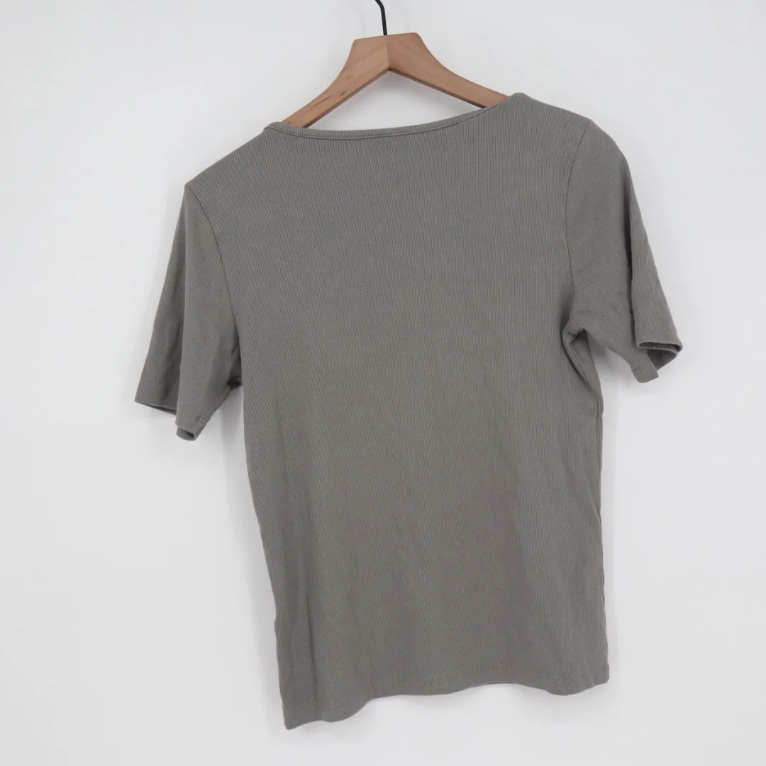 American Giant Women's Luxe Rib Square Neck Tee Silent Storm Size L Made In USA Gray Size L - Image 5