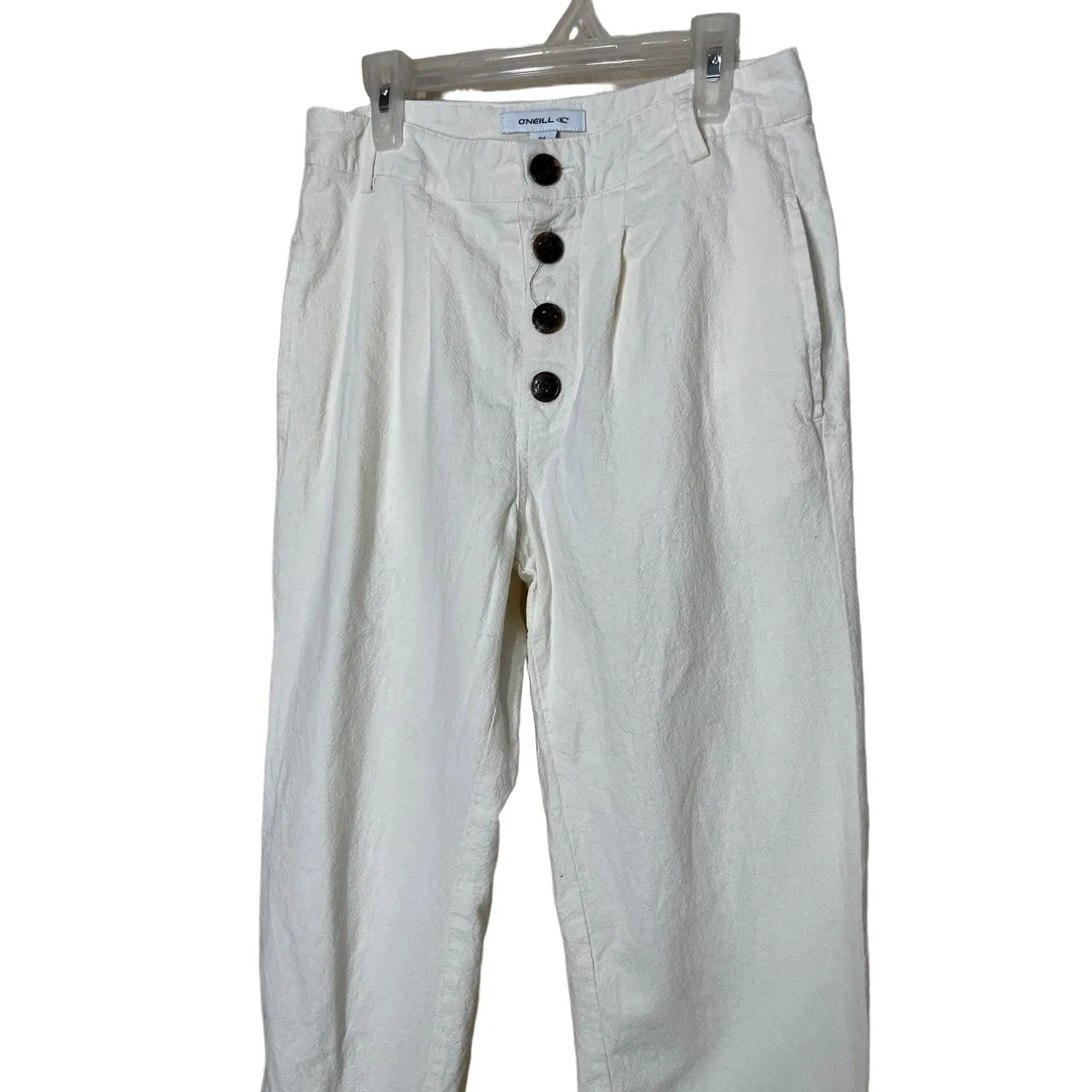ONeill Pants Linen Blend Size 26 Cream‎ High Waist Casual Minimalist - Image 3