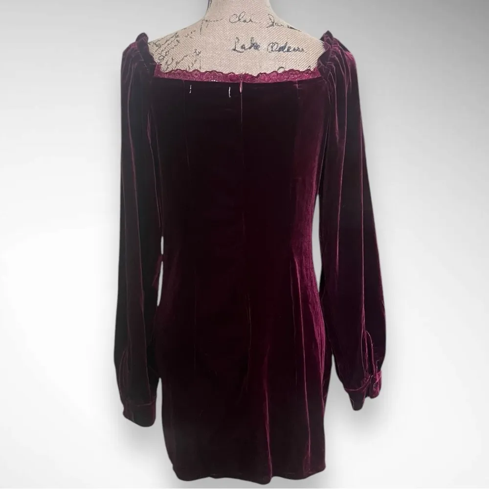 ROMANTIC HUT Women's Burgundy Velvet Long Sleeve Body Con Dress Medium‎ | EUC - Image 7