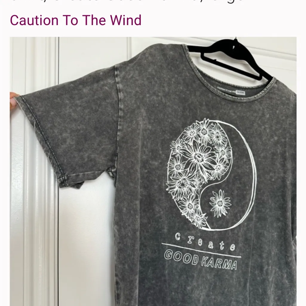 Caution To The Wind Charcoal Grey Floral Graphic Tee | Size Small - Image 10