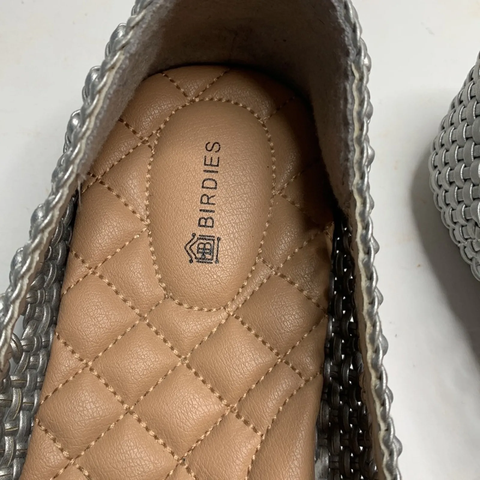 Birdies The Starling Silver Woven Slip On Vegan Leather Loafers S-002 Sz 12 - Image 3