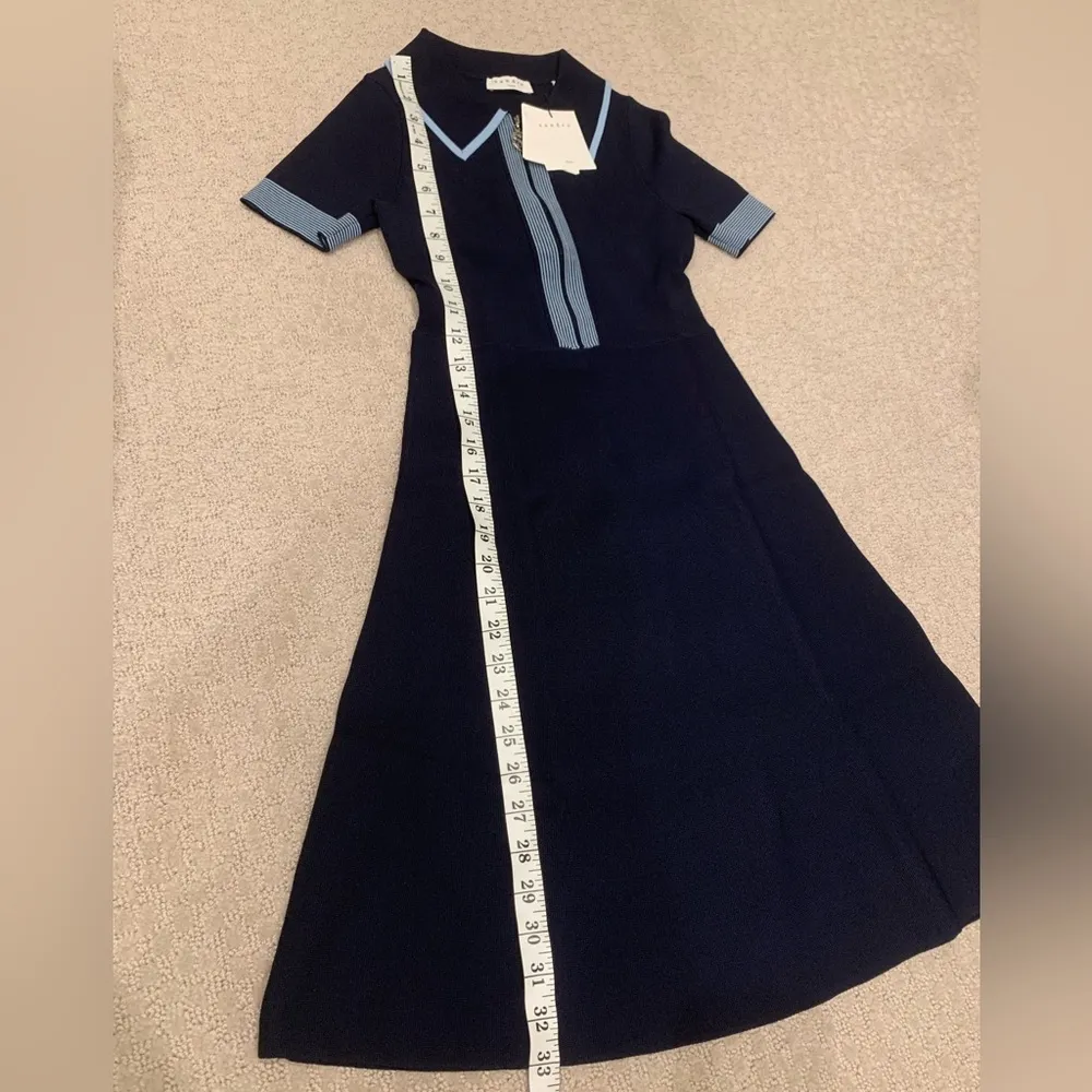 Sandro | Half-Zip Knit Dress | Marine | 34 (US XS) - Image 8