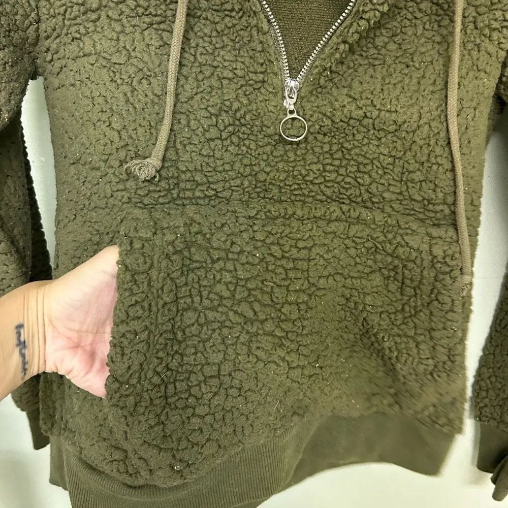 Olive Fuzzy Hoodie - Image 3