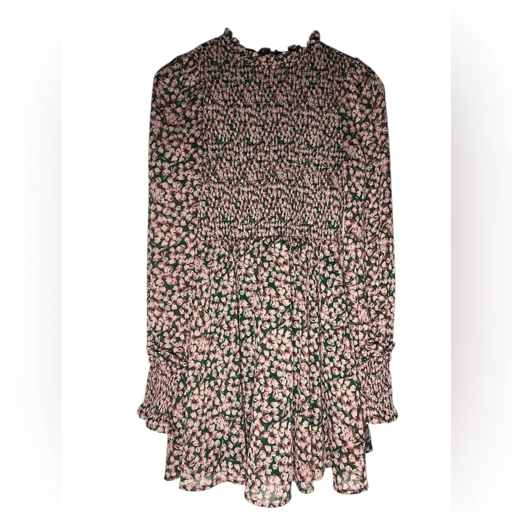 Lulus Floral Forever Green and Pink Floral Print Smocked Skater Dress - Image 2