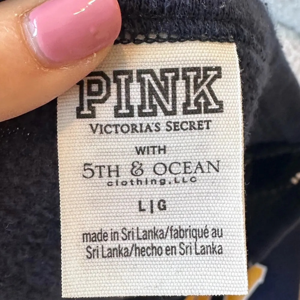 Victoria's Secret Pink 5th & Ocean US Navy Blue Mesh Crewneck Sweatshirt Large - Image 3