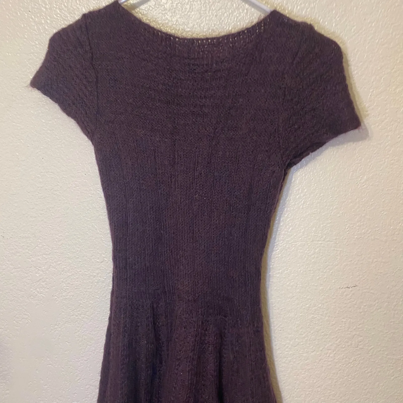 Stile Benetton Wool Alpaca Blend Short Sleeve Sweater Dress in Eggplant Size XS Purple - Image 9