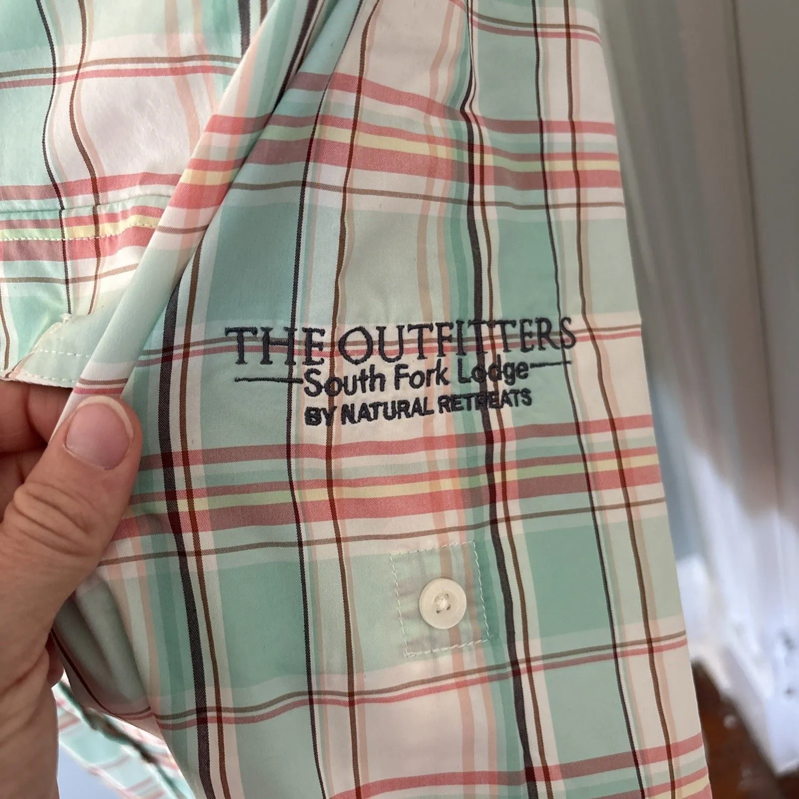 Patagonia Women’s Size 6 Long Sleeved Overcast Shirt Plaid Aqua Long Sleeve - Image 2