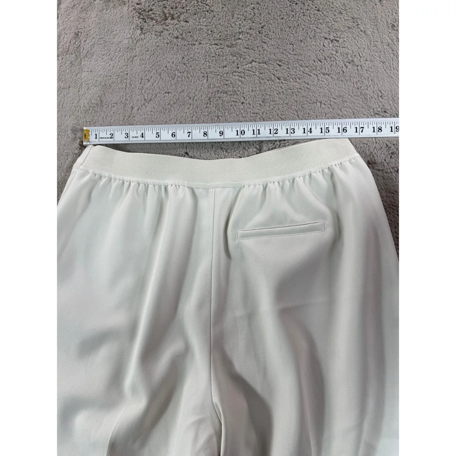 SPANX Wide Leg Tailored Opacity Crepe Trousers Pants White XL Elastic Waist - Image 5