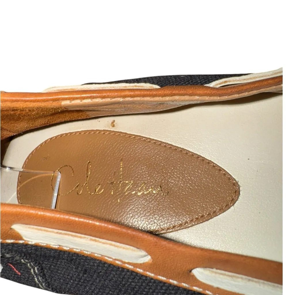 Cole Haan Women's Loafers in Navy Brown, and White. Leather/fabric. Size 8. - Image 8